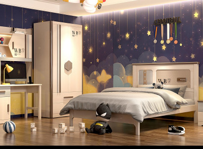 Kinderzimmer Jugendzimmer Set Bett Kleiderschrank Nachttisch Schreibtisch 4tlg